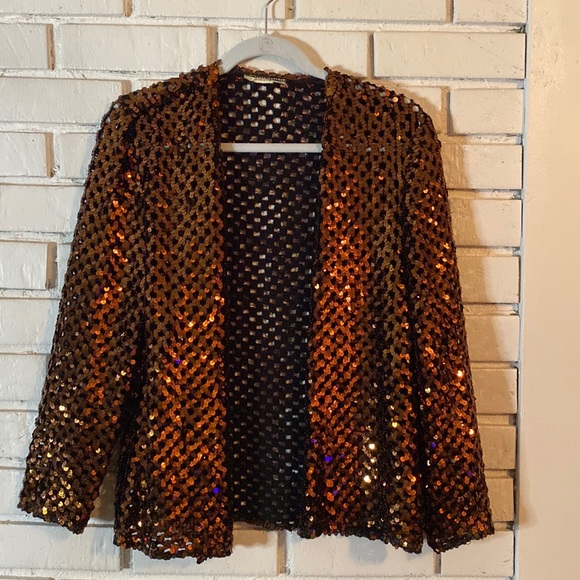 Three Flaggs copper sequin open front top - Picture 1 of 7